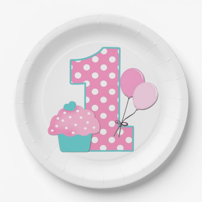 Prato De Papel Aniversário de 1 ano (Frente)