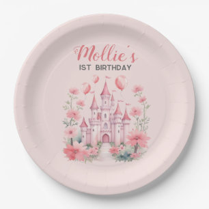 Prato De Papel Aniversário de 1 ano de Meninas Pequenas Princesa