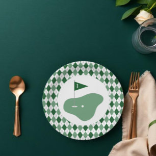 Prato De Papel Aniversário de 1 ano do menino golfista