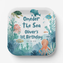 Aniversário de 1 ano Oneder o Mar Cute Watercolor