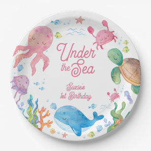 Prato De Papel Aniversário de 1 ano Under the Sea Kids