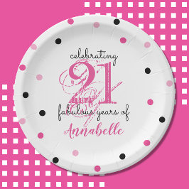 Prato De Papel aniversário de 21 anos 21 anos fabulosos Adicionar