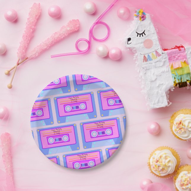 Prato De Papel aniversário de 21 anos estética Vaporwave 90s 80s (Festa)