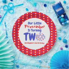 Prato De Papel Aniversário de 2 anos do Pequeno Fogos de Artifíci