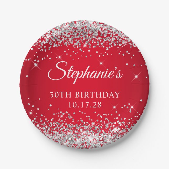 Prato De Papel Aniversário de 30 anos de prata (Frente)