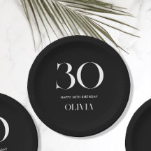 Aniversário de 30 anos preto e branco minimalista 