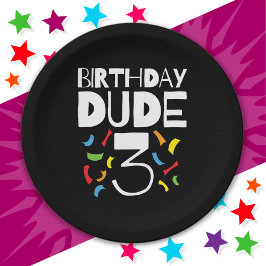 Prato De Papel aniversário de 3 anos de 3 anos Festa de Criança d