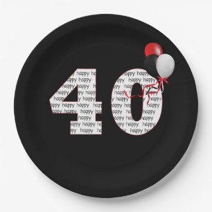 Prato De Papel Aniversário de 40 anos Feliz na Placa de Papel Pr