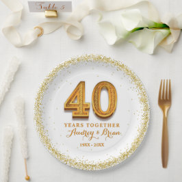 Prato De Papel Aniversário de 40 anos Personalizado
