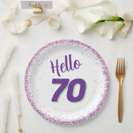Prato De Papel Aniversário de 70 anos ou Qualquer Idade