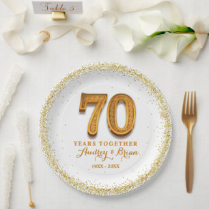 Prato De Papel Aniversário de 70 Personalizado