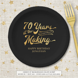 Prato De Papel Aniversário de 70 retrô 70 anos nas luzes do Fazer