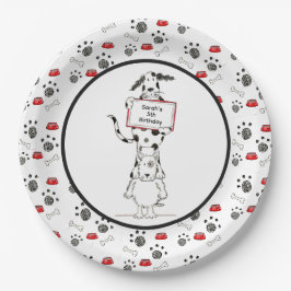 Prato De Papel Aniversário de Acrobatas de Cães Fofos Personaliza