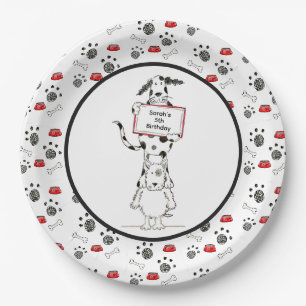 Prato De Papel Aniversário de Acrobatas de Cães Fofos Personaliza