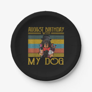 Prato De Papel Aniversário De Agosto Com Meu Gordon Setter Dog 20