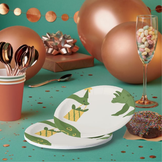 Prato De Papel Aniversário de Animais da Festa Roar (Múltiplo)