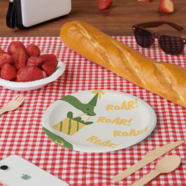 Prato De Papel Aniversário de Animais da Festa Roar