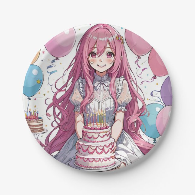 Prato De Papel Aniversário de anime (Frente)