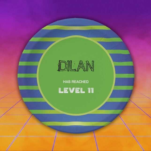 Prato De Papel Aniversário de Arcade, convite de aniversário de j (Criador carregado)