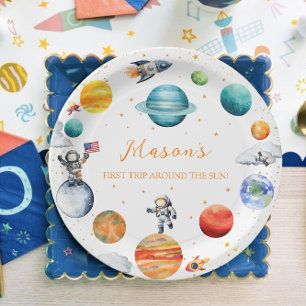 Prato De Papel Aniversário de Astronauta Espacial
