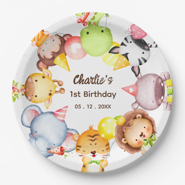 Prato De Papel Aniversário de Bovinos Cachorros Retirados (Frente)