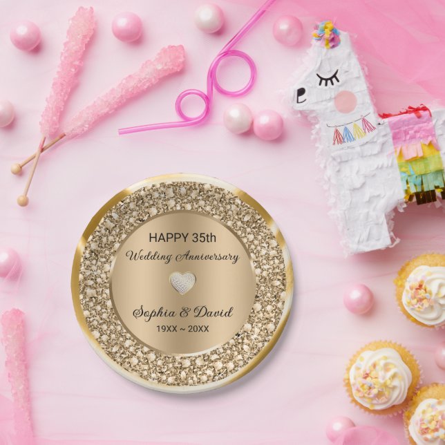 Prato De Papel Aniversário de Casamento de Ouros de Cobre (Festa)