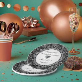 Prato De Papel Aniversário de Casamento do Diamante Negro Onyx