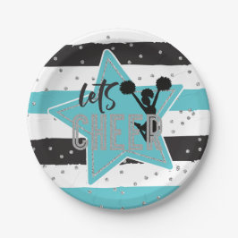 Prato De Papel Aniversário de Cheerhead Blue Silver Black Chethda