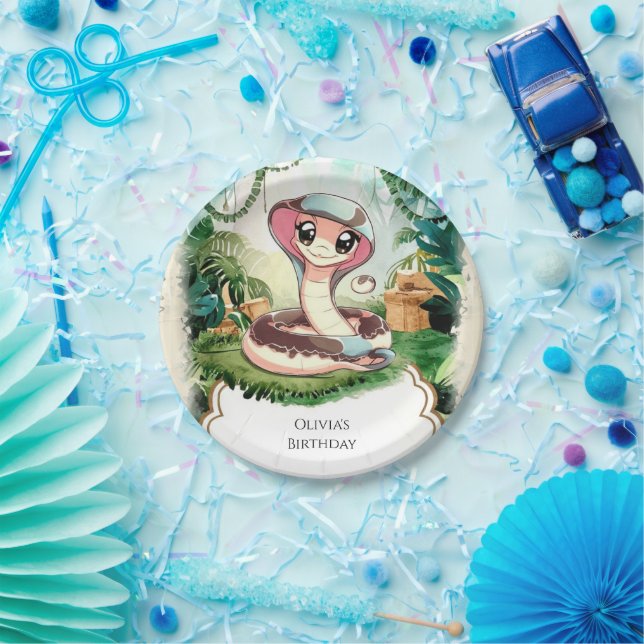Prato De Papel Aniversário de Cobra mágica infantil (Festa)
