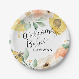 Prato De Papel Aniversário de criança, abelha de mel, Placa de pa
