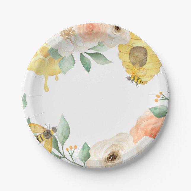Prato De Papel Aniversário de criança, Abelha Mel, Temo de Abelha (Frente)