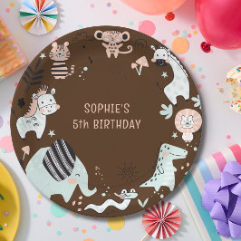 Prato De Papel Aniversário de criança de animais selvagens safari