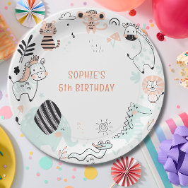 Prato De Papel Aniversário de criança de animais selvagens safari
