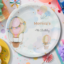 Prato De Papel Aniversário de criança de balões de ar quente com 