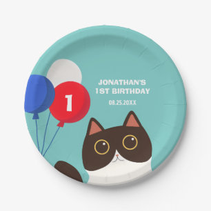 Prato De Papel Aniversário de criança de Balões do legal Cat Part