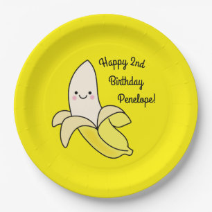 Prato De Papel Aniversário de criança de Banana Cute