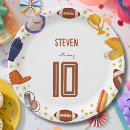 Prato De Papel Aniversário de criança de bola de futebol american