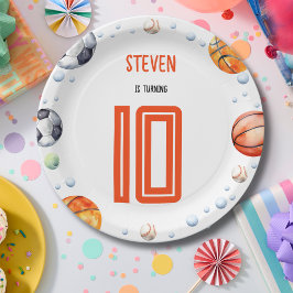 Prato De Papel Aniversário de criança de esportes de esferas