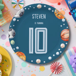 Prato De Papel Aniversário de criança de esportes de esferas
