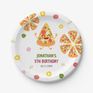 Prato De Papel Aniversário de criança de festa da pizza colorida 
