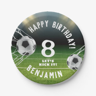 Prato De Papel Aniversário de criança De Futebol Da Bola De Futeb
