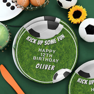 Prato De Papel Aniversário de criança De Futebol Da Bola De Futeb