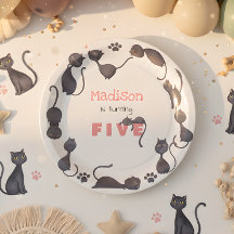 Aniversário de criança de gato preto