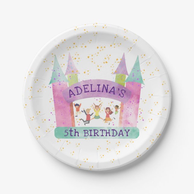 Prato De Papel Aniversário de criança de ginástica de Jump Play H (Frente)