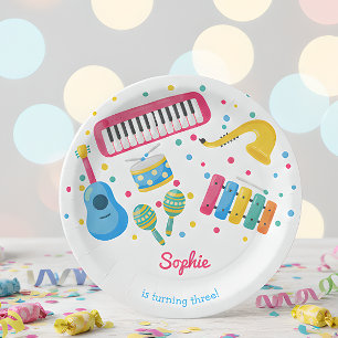 Prato De Papel Aniversário de criança de instrumentos musicais