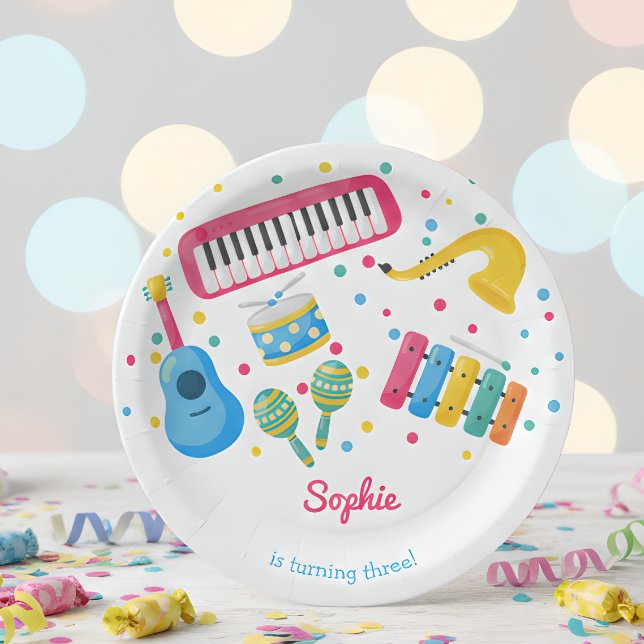 Prato De Papel Aniversário de criança de instrumentos musicais (Criador carregado)