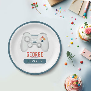 Prato De Papel Aniversário de criança de jogos Legal azul para ra