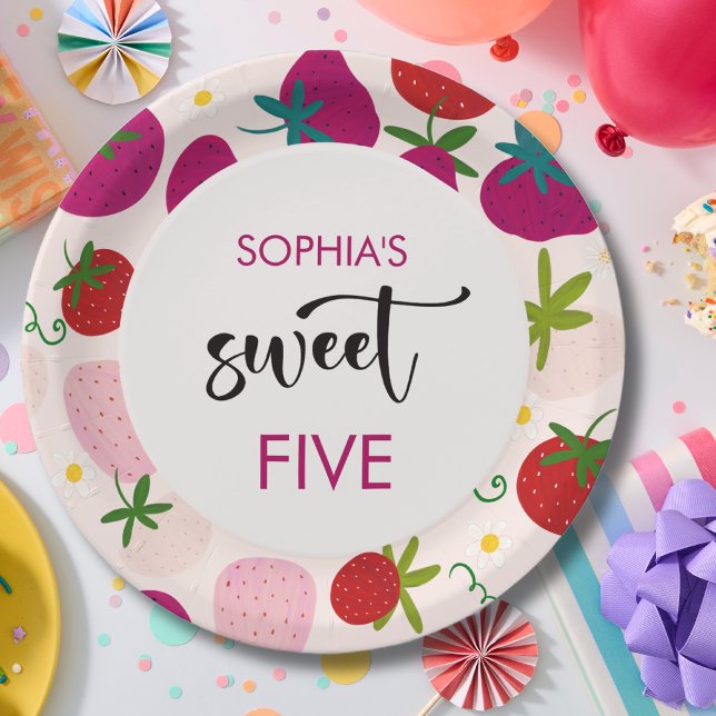 Prato De Papel Aniversário de criança de morango doce (Criador carregado)