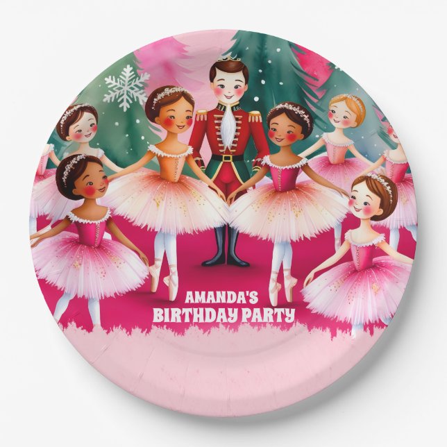 Prato De Papel Aniversário de criança de Nutcracker Ballerina de  (Frente)