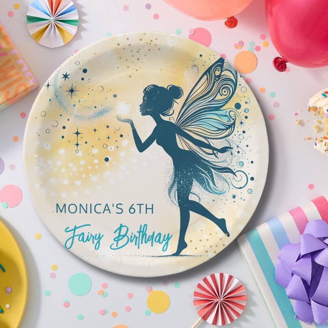 Prato De Papel Aniversário de criança de poeira e estrelas de fad (Criador carregado)